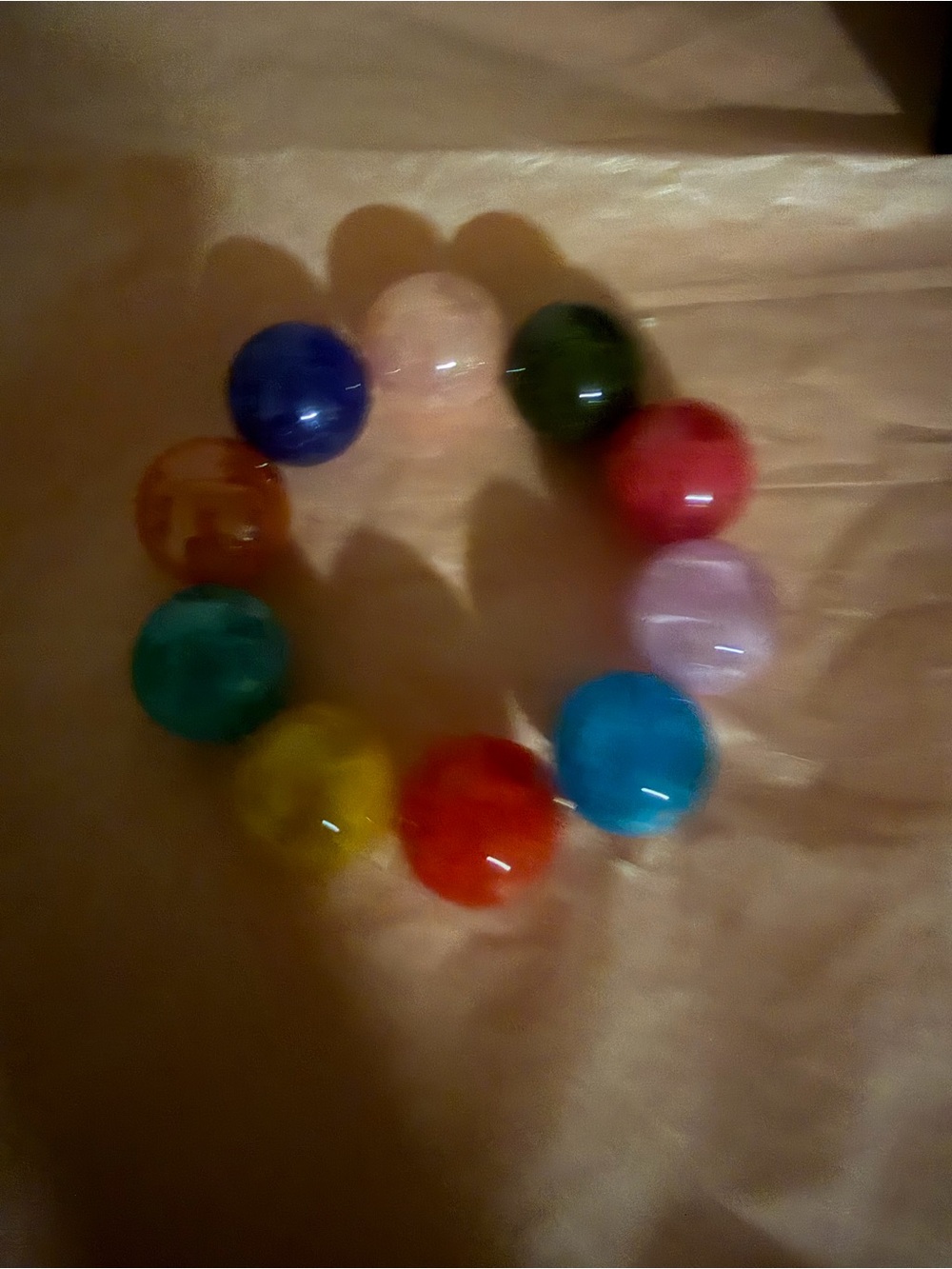 Colorful Multi-Bead Stretch Bracelet - Pink, Blue, Red, Green